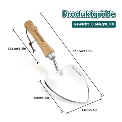 Berry&Bird Perennial Trowel, Oversized Garden Potting Trowels with Sharp Blade Wood Hand Shovel, Stainless Steel Planting TSpade Gardening Tool for Roots,Digging,Transplanting - color: Oversize Perennial Trowel