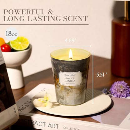 HomeLights Large jar Candle | 1-Wick Long-Lasting Scented Candles, 6.7oz Natural Soy Wax Candle for Home Scented, Industrial Chic Gifts for Women & Men, Smoke Vanilla - color: Smoke Vanilla
