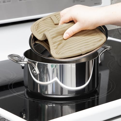 All-Clad Premium Pot Holder & Hot Pad: Heat Resistant to 500 Degrees - 100% Cotton, 10"x6.25" Hot Pad for Kitchen and Barbeque, (2-Pack), Cappuccino - color: Cappuccino, size: 2 Pack