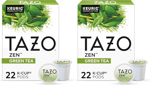 TAZO Organic Zen Green Tea K-Cups, Caffeine Free Tea with Refreshing Lemongrass & Spearmint, 22 Pods (Pack of 2) - size: 22 Count (Pack of 2) Organic Zen