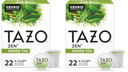 TAZO Organic Zen Green Tea K-Cups, Caffeine Free Tea with Refreshing Lemongrass & Spearmint, 22 Pods (Pack of 2) - size: 22 Count (Pack of 2) Organic Zen