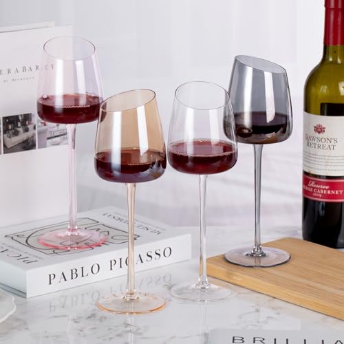KAMMAK Crystal Red Wine Glasses Set of 2, 9.47 oz Stemmed Glasses, XH013 | Hand Blown, Bordeaux Wine Glasses, Thin Rim & Long Stem, Red & White, Daily Use, Wedding or Birthday Gift for Women - size: 8KPXH013