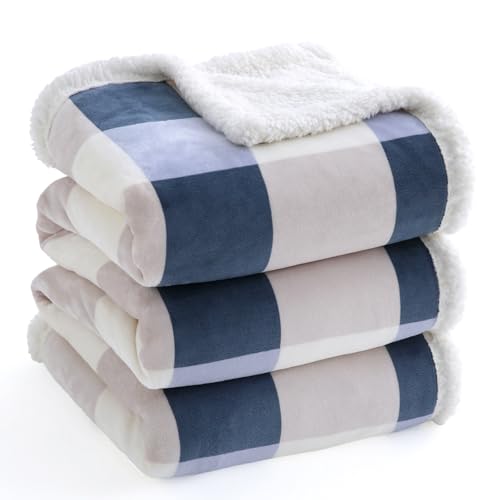 PU MEI Sherpa Throw Blanket Reversible Large Big King Size Flannel Blankets for Bed, 108"*90",Grey Blue - color: Grey-blue, size: 90"*108"