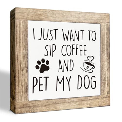 Farmhouse Coffee Bar Signs,Cafe Bar decor for Kitchen, Home Office,Farmhouse Decors,Wooden Box Sign,Block Plaque for Coffee Lover Gift(5.9x5.9 inches)
