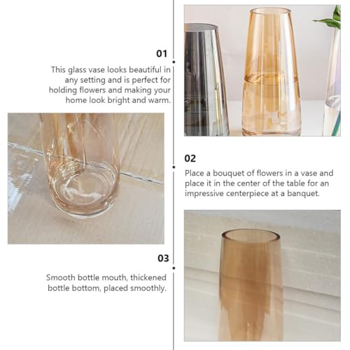 Amber Glass Flower Vase Decorative Flower Arrangement Container Nordic Creative Home Décor Floral Bottle for Living Room and Table Display