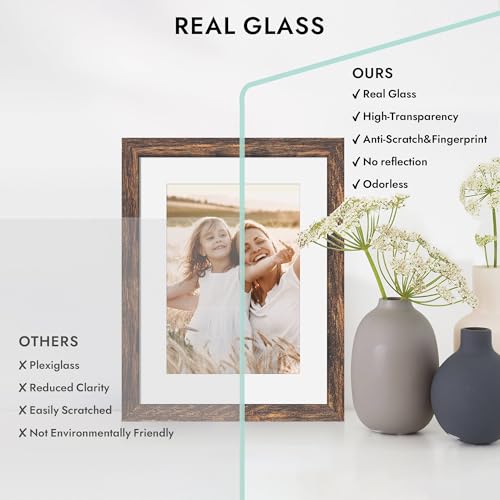 Hongkee 3.5x5 Picture Frame with Real Glass Wood Frame(Rustic Brown, 1 Pack) - color: Rustic Brown, size: 3.5X5 in