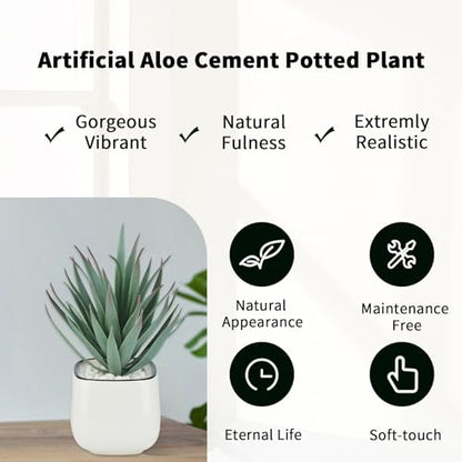 Artificial Succulents in Pots - Small Fake Plants Mini Succulent Agave Faux Plants Indoor for Boho Bathroom Decor, Bedroom, and Coffee Table Office Farmhouse Decoration