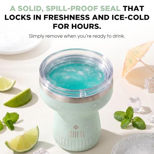 Double Wall Insulated Margarita Tumbler, Cocktail Cup - Sea Glass, 16 oz | Keeps Drinks Cold 12+ Hours, Shatterproof, Portable, Travel Friendly Perfect for Margaritas, Martinis, Cocktails & Mix Drinks - color: Sea Glass