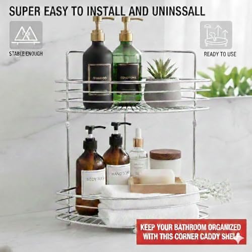2-Tier Standing Shower Caddy, Stainless Steel Freestanding & Wall-Mounted, Chrome - style: TRIANGLE 2-LAYER