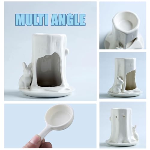 Ceramic Essential Oil Burner Wax Melt Burners,Aromatherapy Aroma Burner,Ceramic Tea Light Candle Holder,Oil Diffuser for Home Bedroom Decor,4.5 Inches,White Rabbit,1 Piece