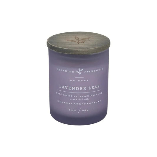 Charming Farmhouse by DW Home Lavender Leaf Mini Scented Candle, 4 oz Single Wick Candle, Lavender, Eucalyptus & Sage Fragrance, Farmhouse Home Decor, Up to 12 Hour Burn Time - color: Lavender Leaf, size: 4 oz
