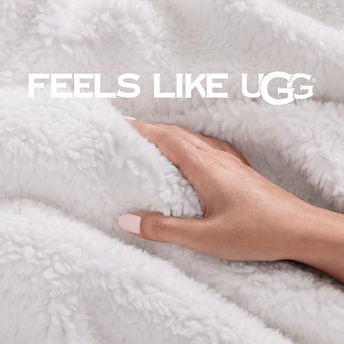 UGG Bliss Fluffy Fleece Couch Throw Blanket, 50''x70'', Oyster Brown | Super Soft, Reversible, Giftable Blanket, Medium Weight, Couch or Bed, Luxury Giftable Blanket, Machine Washable - color: Brown