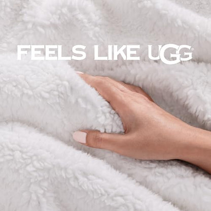 UGG Bliss Fluffy Fleece Throw Blanket for Bed, 50''x70'', Seal Grey | Super Soft, Reversible Plush UGGFluff, Giftable Blanket, Medium Weight, Warm & Cozy, Year-round Use, Washable - color: Light Grey