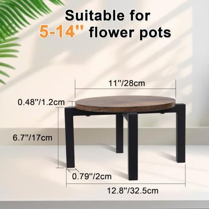Vigordream Plant Stand Indoor, Heavy Duty Sturdy Metal Plant Pot Holder | Modern Wooden Planter Stool, Single Flower Pot Stands Low Short Planter Riser Flower Table Fits 5-14 Inch Pots - size: Large