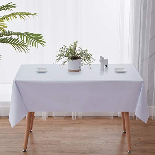 NLMUVW White Square Vinyl Tablecloth 48 Inch 100% Waterproof Oil Proof PVC Table Cloth Wipe Clean Table Cover for Kitchen Dining Picnic, 48 x 48 Inch - color: White, size: 48" x 48" (Square)