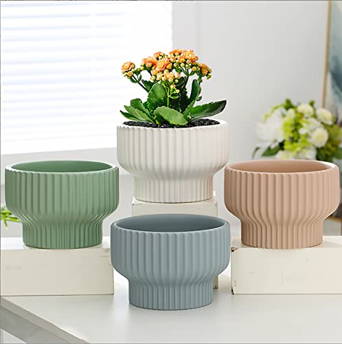 Puoyik 2 Piece Set of Flower Pots 8/6 inches, Ceramic Flower Pots with Drainage Holes, Indoor and Outdoor Plant Flower Planter (7.8/5.9 White) - color: 7.8/5.9 White