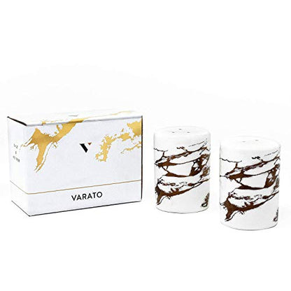 Gold Ceramic Salt and Pepper Shakers with Lids - Modern Salt and Pepper Shaker Set