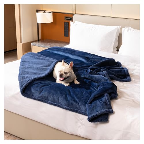 Waterproof Navy Pet Blanket for Dogs Reversible Jacquard Pets Puppy Throw Blankets Bed Cover Leakproof Sofa Couch Washable Cover Cat Doggie Blanket for Warm-Navy Blue,L - color: Navy Blue, size: L-145*165cm(57*65in)