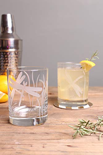 Rolf Glass Dragonfly Double Old Fashioned Glass | 13oz Whiskey Glass | Set of 4 | Lead-Free Etched Glassware | Proudly Made in the USA - color: DOF 4 Set