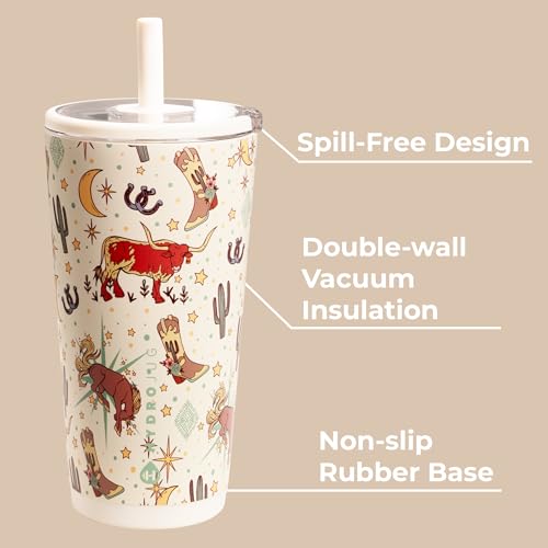 HydroJug Everyday Tumbler 20 oz, Ceramic-Lined Straw Cup, Rodeo - color: Rodeo, size: 20 Ounces