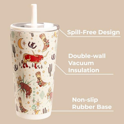 HydroJug Everyday Tumbler 20 oz, Ceramic-Lined Straw Cup, Rodeo - color: Rodeo, size: 20 Ounces