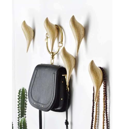 Resin Bird Wall Hooks Wood Grain Bird Coat Hooks Creative Wall Mounted Birds Decorative Art Decor Hat Towel Bag Hanger Gift for Home,Living Room, Bedroom, Shop (Wood Grain)