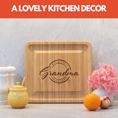 Birthday Gifts for Grandma | Thoughtful Gift for Grandmothers | Best Grandmother Ever Gift | Unique Kitchen Presents for Grandmas | Cheese Board Charcuterie Set with 4 Knives - style: Grandma