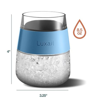 luxail Wine Glasses, Plastic Wine Glasses Set of 2, Wine Gifts, Double Wall Insulated Freezer Tumbler, Stemless Freezer cups for Red and white Wine, 8.5 Oz, Misty Blue - color: Misty Blue