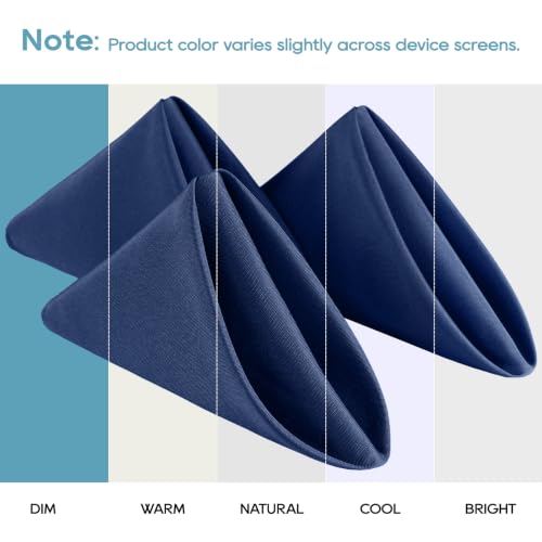 VidaFete Navy Blue Cloth Napkin, 17 x 17 Inch Polyester Napkins Set of 12 | Polyester Napkins Cloth Reusable & Wrinkle-Resistant Dinner Napkins for Weddings, Banquets, Parties, Hotels and Restaurants - color: Navy Blue, size: 17" x 17" (Set of 12)