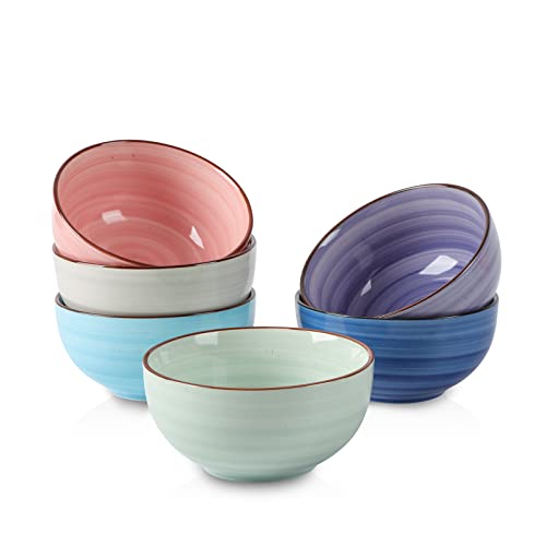 Selamica Ceramic 12 Oz Dessert Bowls Set, Small Cereal Bowls for Kitchen, 4.7 Inch Ice Cream Bowls for Snack Side Dishes Dips, Microwave Dishwasher Safe, Set of 6, Gradient Color - color: Gradient Color, size: 12 Oz