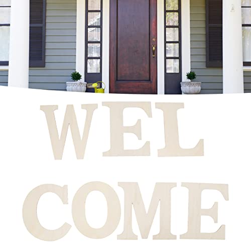 Welcome Letters, 7PCS Wood Large Letter Cutouts, Unfinished 2mm Thick Wood Sign for Wall DIY Decoration, Porch Crafts for Home Party Holiday Supplies