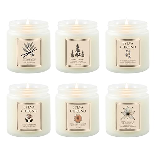 Scented Candle Gift Set for Women, Pet-Friendly 6-Pack Soy Wax Candles, 10% Essential Oils, Quick Diffusion, Long-Lasting Fragrance, 20-24H Burn, Ideal for Yoga, Relaxation, Stress Relief & Home Décor