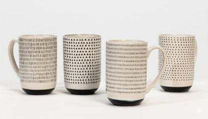 House Beautiful Versatile Modern Stoneware Mug Set - 19.5 oz, Set of 4 (Metro Mornings) - color: Metro Mornings