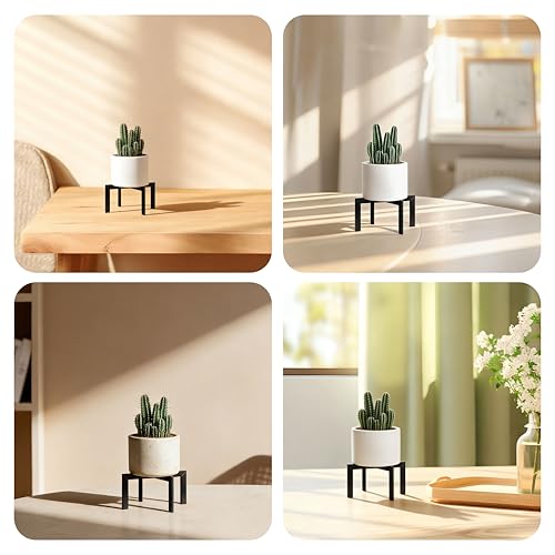 2-Pack Mini Plant Stand, Modern Cross Shape, Black | Small Metal Holder For Desktop, Fits 2-6.5 Inch Pots, Perfect For Succulents & Cactus, Easy Assembly, Pots Not Included - size: 2 Pack - Mini