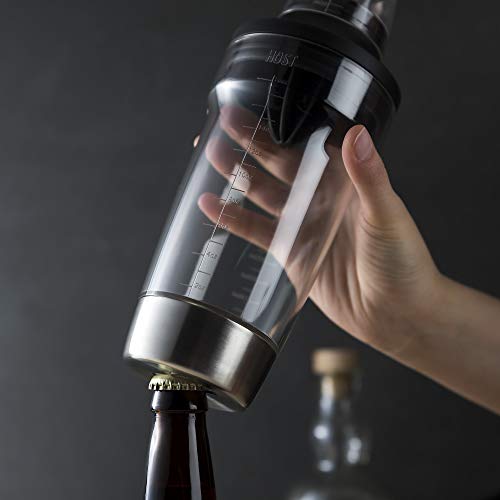 Host All in One Cocktail Shaker Set with Measurements, Reamer, Bottle Opener, Strainer and Jigger for Cold Brew Cocktails, Home Bar, Bartending, Camping, Picnic, Outdoor Party, On the Go, 18 oz - style: All in One Shaker