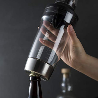 Host All in One Cocktail Shaker Set with Measurements, Reamer, Bottle Opener, Strainer and Jigger for Cold Brew Cocktails, Home Bar, Bartending, Camping, Picnic, Outdoor Party, On the Go, 18 oz - style: All in One Shaker