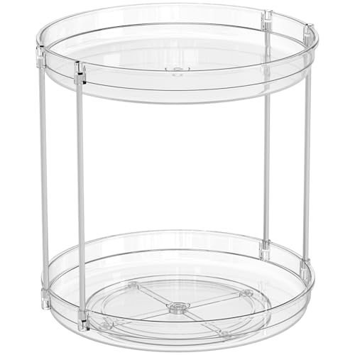 2 Pack 2 Tier Lazy Susan Spice Rack for Cabinet,Countertop and Pantry,9.5"W Small Rotating Turntable Organizer for Condiment,Pill Bottle,Vitamin,Medicine Cabinet Organizers and Kitchen Spice Organizer - size: 9.5"W-2Tier-2 Pack
