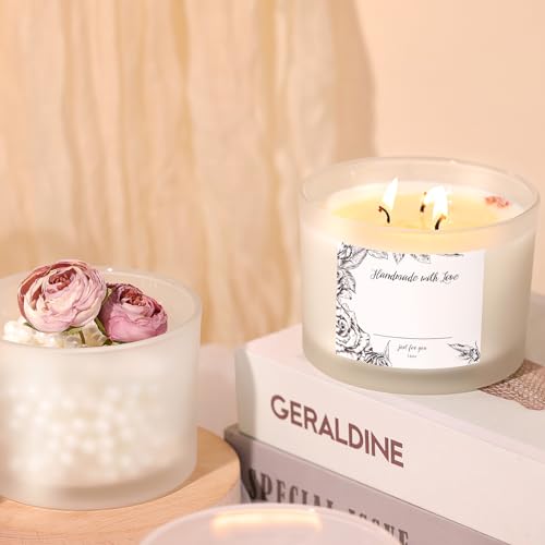 6 PCS 16 oz Frosted White Glass Candle Jars - 3 Wick, Empty Candle Containers for Candle Making Supplies - color: Frosted White