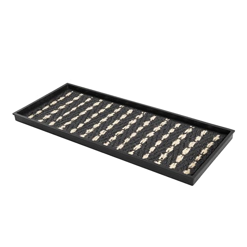 Anji Mountain Heavy Duty Waterproof Rubber Shoe Storage Mat Organizer/Boot Storage Tray Multi Use For Entryway with Coir, Gray and Ivory Insert , Fits 3 Pair (34.5" Wide) - color: Gray and Ivory, size: 34" x 14" x 1.5"