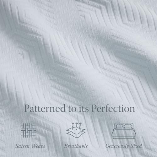 Threadmill Luxury Cotton Blankets for King Size Bed | All-Season Cozy 100% Cotton King Size Blanket | Aster Jacquard Soft & Lightweight Coverlet | Light Blue - color: Aster Light Blue, size: King / Cal King
