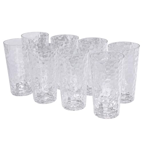 BPA-Free Plastic Tumblers 8 Pack (8x22oz) | Reusable Dishwasher Safe | Stackable Shatterproof Cups | Plastic Drinkware & Drinking Tumblers for Restaurant, Home, Party - color: Transparent, size: 8-Pack