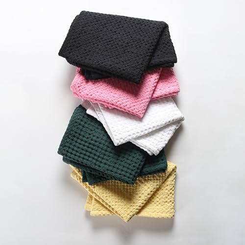 Native Fab 100% Cotton Premium Waffle Kitchen Towels, 4 Pack, 16" x 26", Super Absorbent Reusable Cleaning Cloths, Tea Towels, Machine Washable Hand Towels, Olive Green - color: Olive Green Premium, size: Set of 4
