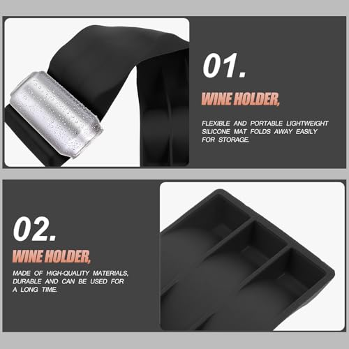 Luxshiny Foldable Wine Bottle Holder Stacker Silicone Rack Mat Compact Organizer for Kitchen Countertop Storage Display up to 10 Bottles Home Bar Mini Fridge