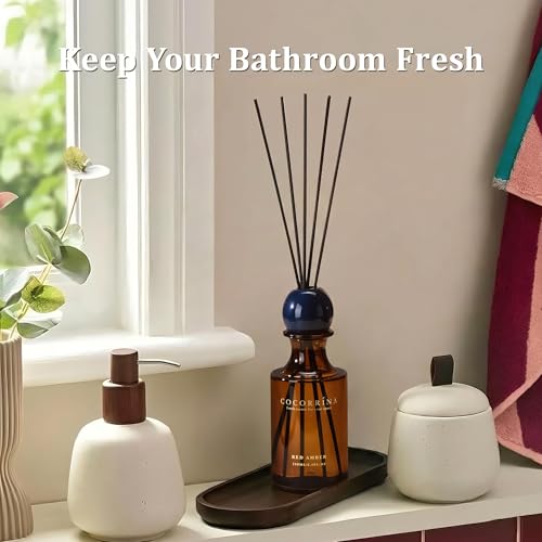 Reed Diffuser 8.5 oz Large Capacity Red Amber Scent | 6 Reed Sticks, Long-Lasting, Home Fragrance Oil Diffuser for Bathroom, Bedroom & Home Décor