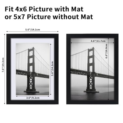 CRUGLA 5x7 Picture Frames Set of 11, Display Pictures 4x6 with Mat or 5 by 7 without Mat, Wall or Tabletop Display, Black - size: 5x7 Inch