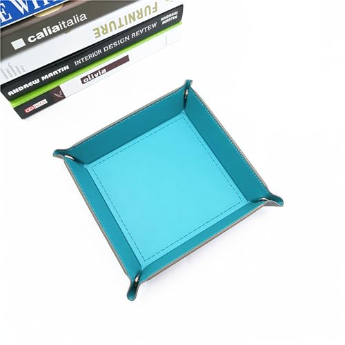 Valet Tray Desktop Storage Organizer – Vegan Leather Catchall Tray Bedside Vanity Tray Nightstand Caddy Holder for Remote Controller, Watch, Keys, Phone, Wallet, Coin, Jewelry, Sky Blue - color: Sky Blue