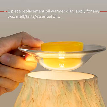 EQUSUPRO 4" Replacement Glass Round Dish Bowl for Oil Wax Melt Warmers Burners (Clear Glass)
