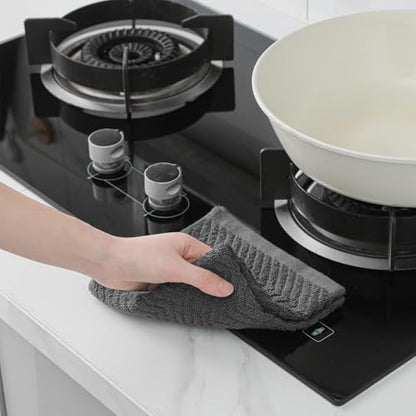 100% Cotton Kitchen Towels and Dishcloths Set, Pack of 8 Super Absorbent 16" x 25" Kitchen Towels and 13" x 13" Dish Cloths (400 GSM) - color: White Grey Black Set, style: 8-Piece Set