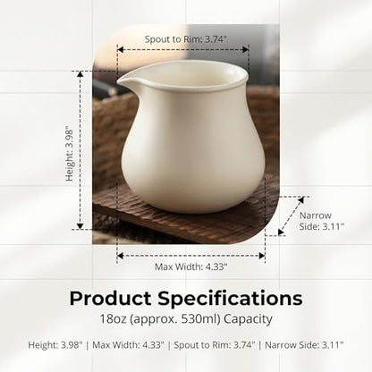 Modern Ceramic Pitcher 18oz, Small Coffee Carafe for Hot/Cold Drinks, Microwave & Dishwasher Safe, Lead-Free Water Pitcher for Milk, Juice, Iced Coffee, Drip-Free Spout (Not Include Cups) - size: 18 Ounce Espresso Milk Pitcher