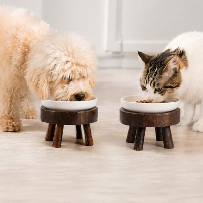 TOPZEA Set of 2 Mini Wooden Stool Display Stand, Wood Riser for Bonsai, Flower Pot, Small Potted Plant Stands Round Rustic Planter Stools Pedestal Risers for Garden, Patio, Home